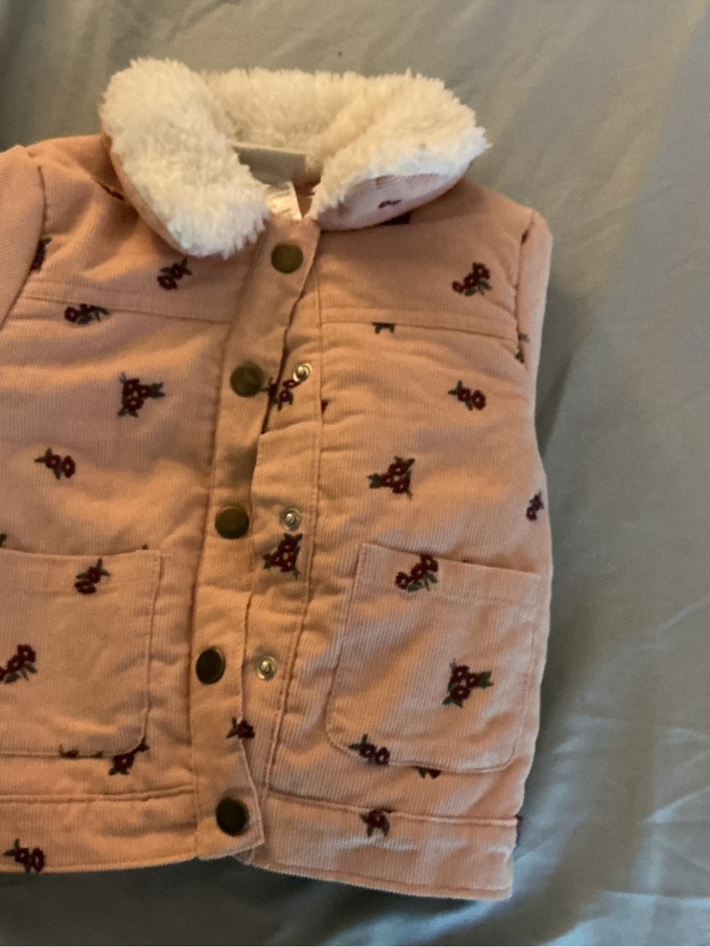 Nicole Miller Pink Quilted Vest with Faux-Sherpa Collar